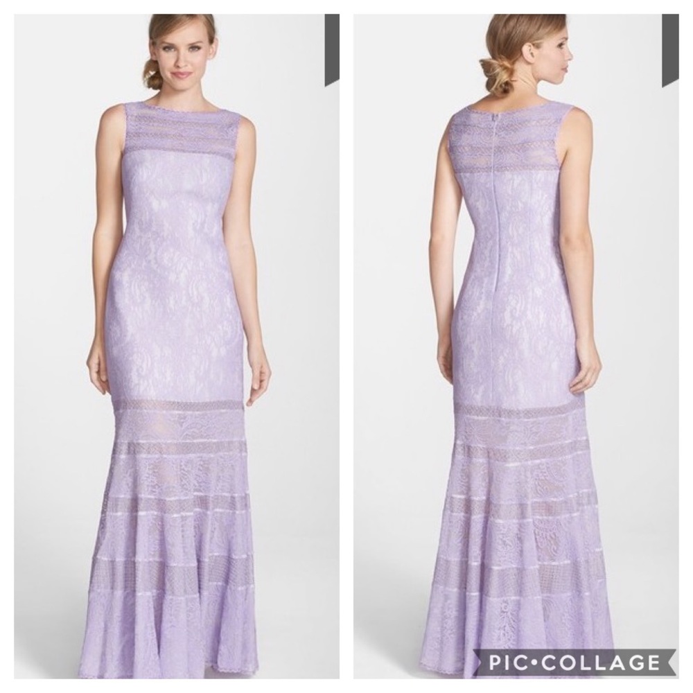 Tadashi Shoji lavender trumpet evening gown NWT